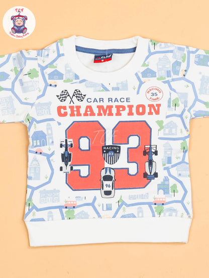 White & Light Blue- T-Shirts