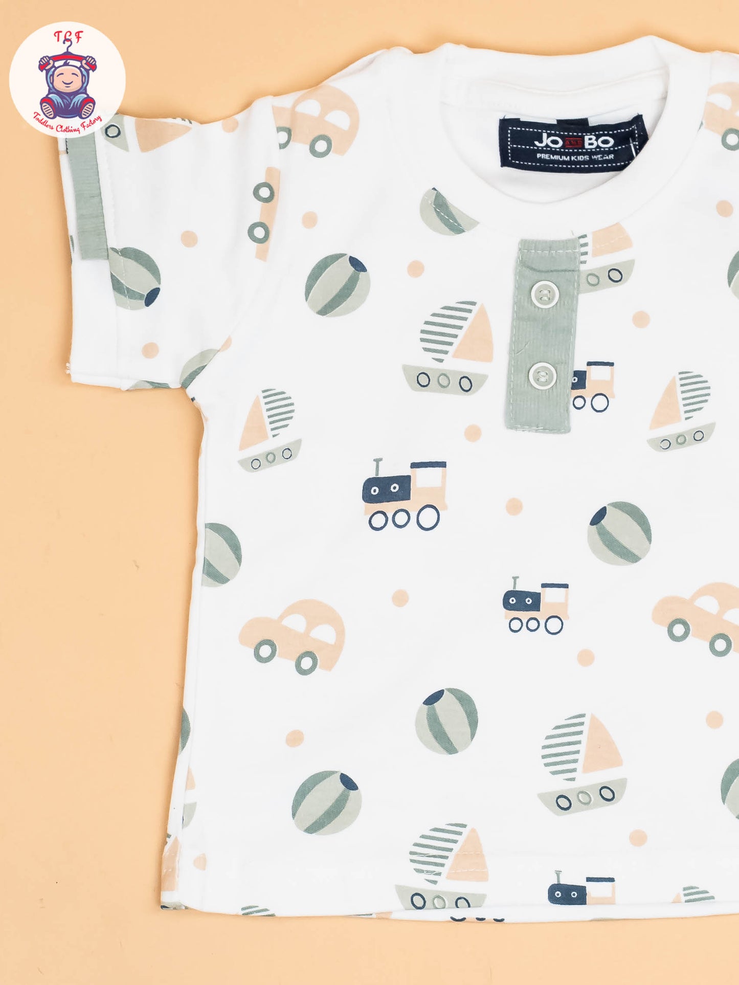 White & Grey -  Half Sleeves T-Shirts & Shorts Set With Suspender Sets