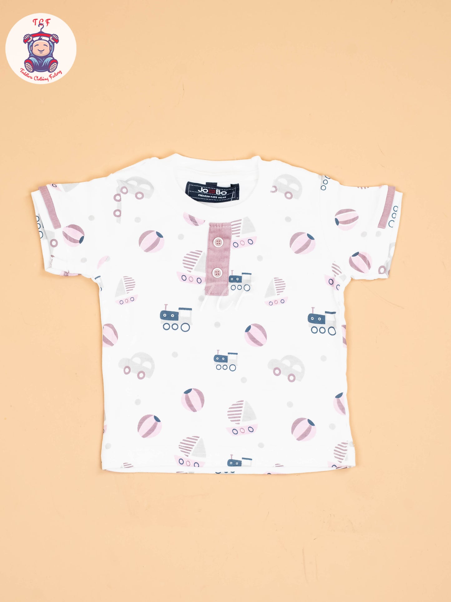White & Light Pink - Half Sleeves Shirts & Shorts Set With Suspender & Bow