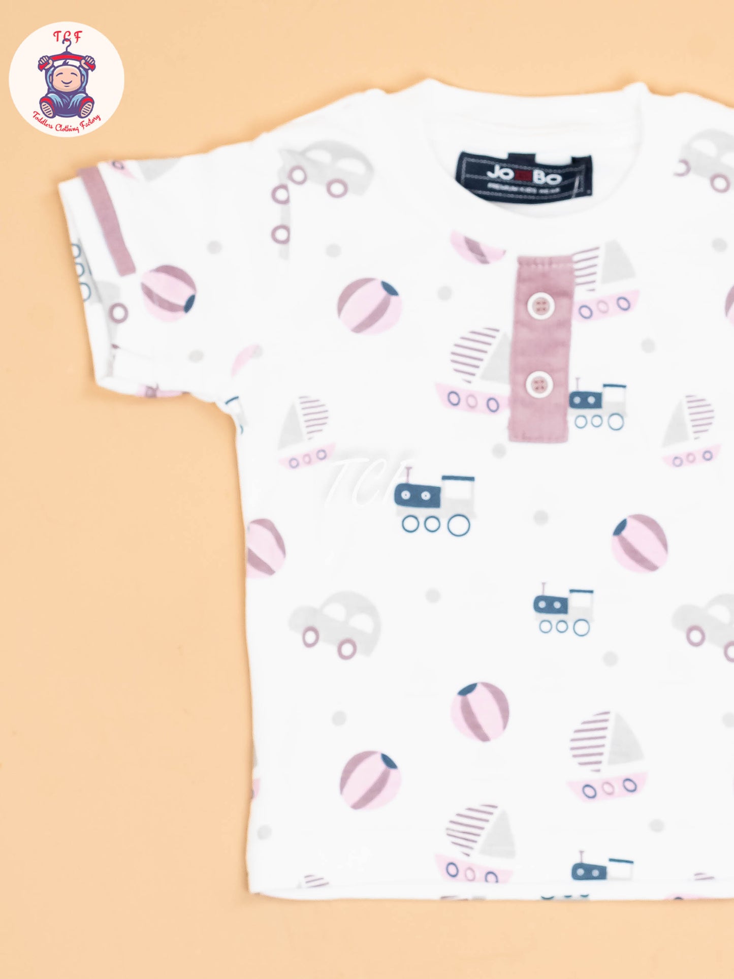 White & Light Pink - Half Sleeves Shirts & Shorts Set With Suspender & Bow