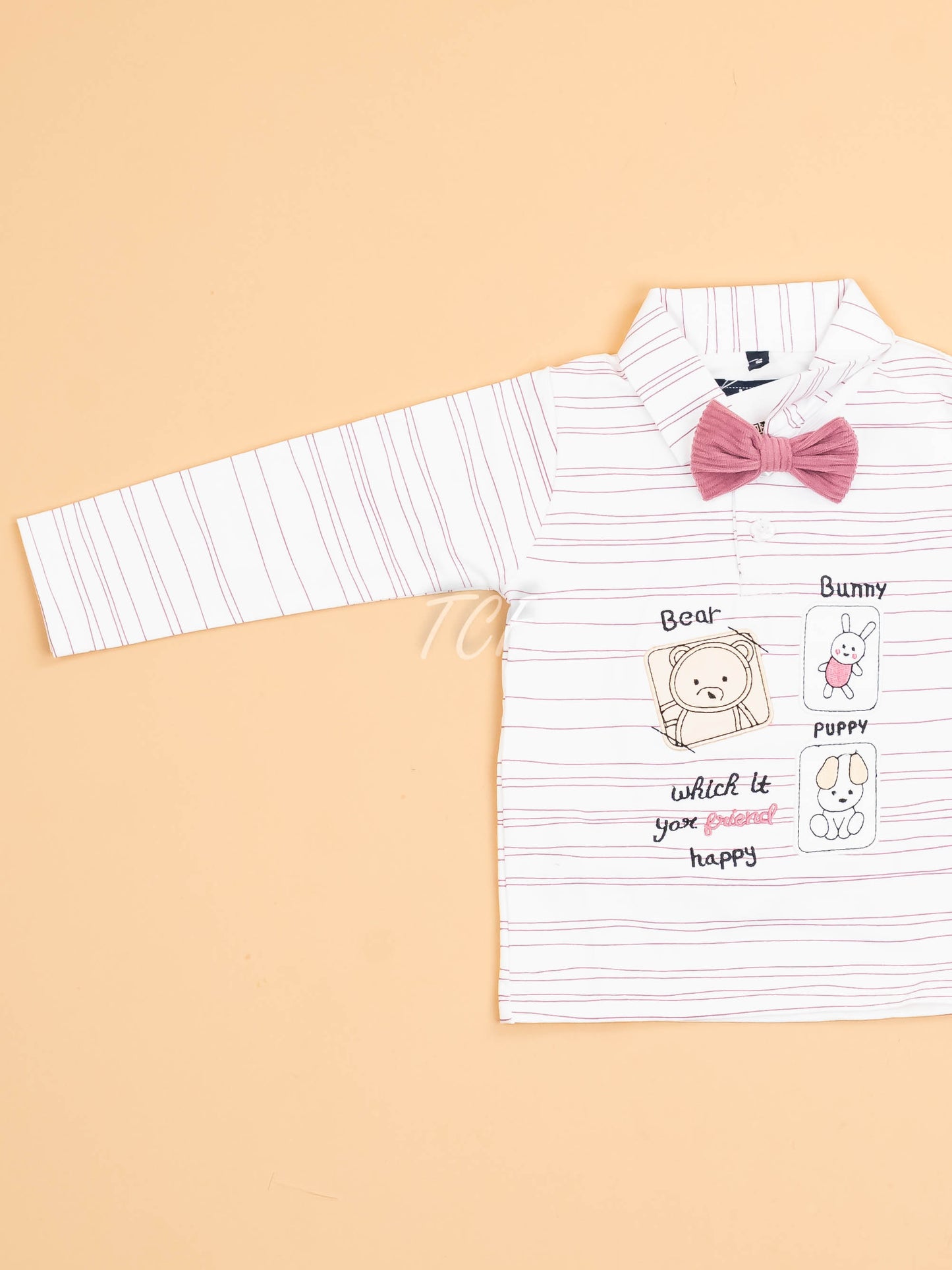 White & Pink -Full Sleeves Shirts & Pants With Suspender & Bow