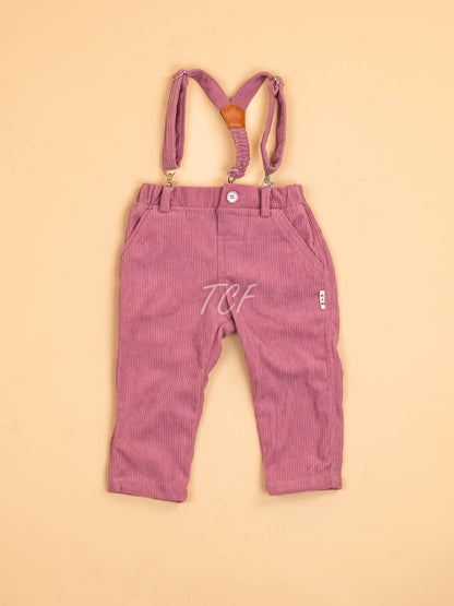 White & Pink -Full Sleeves Shirts & Pants With Suspender & Bow