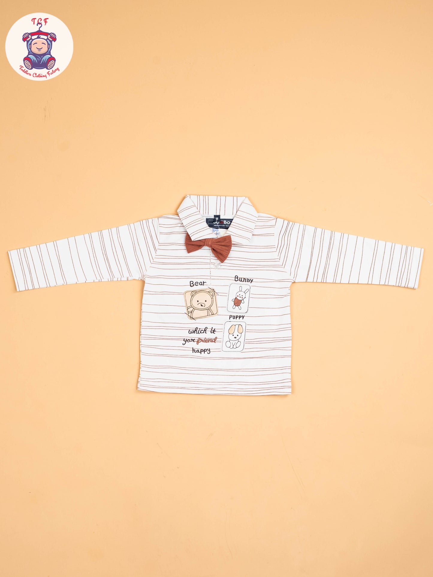 White & Brown-Full Sleeves Shirts & Pants With Suspender & Bow