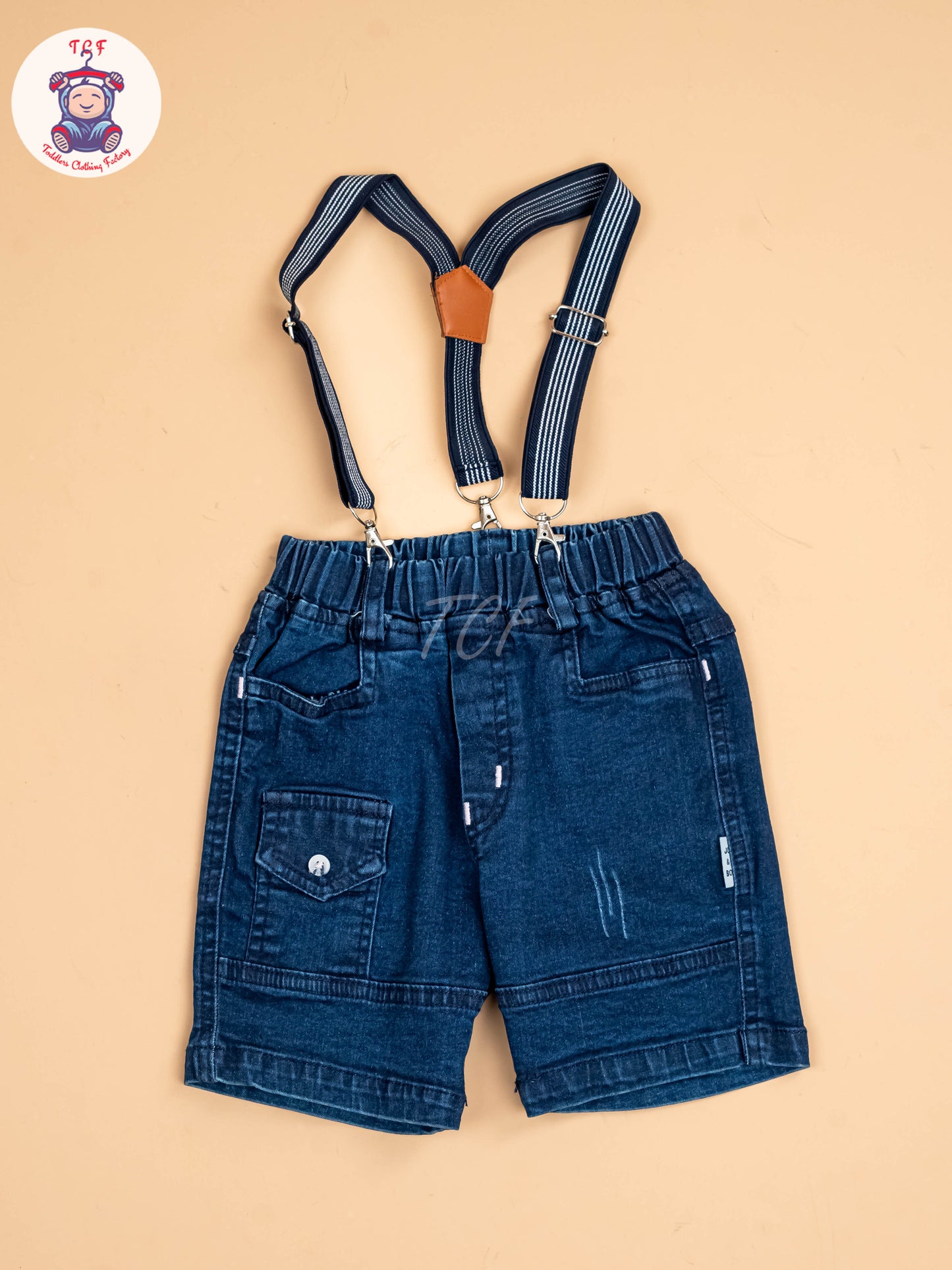 Sky Blue & Denim - Half Sleeves Shirts & Shorts Set With Suspender Sets
