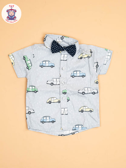 Sky Blue & Denim - Half Sleeves Shirts & Shorts Set With Suspender Sets