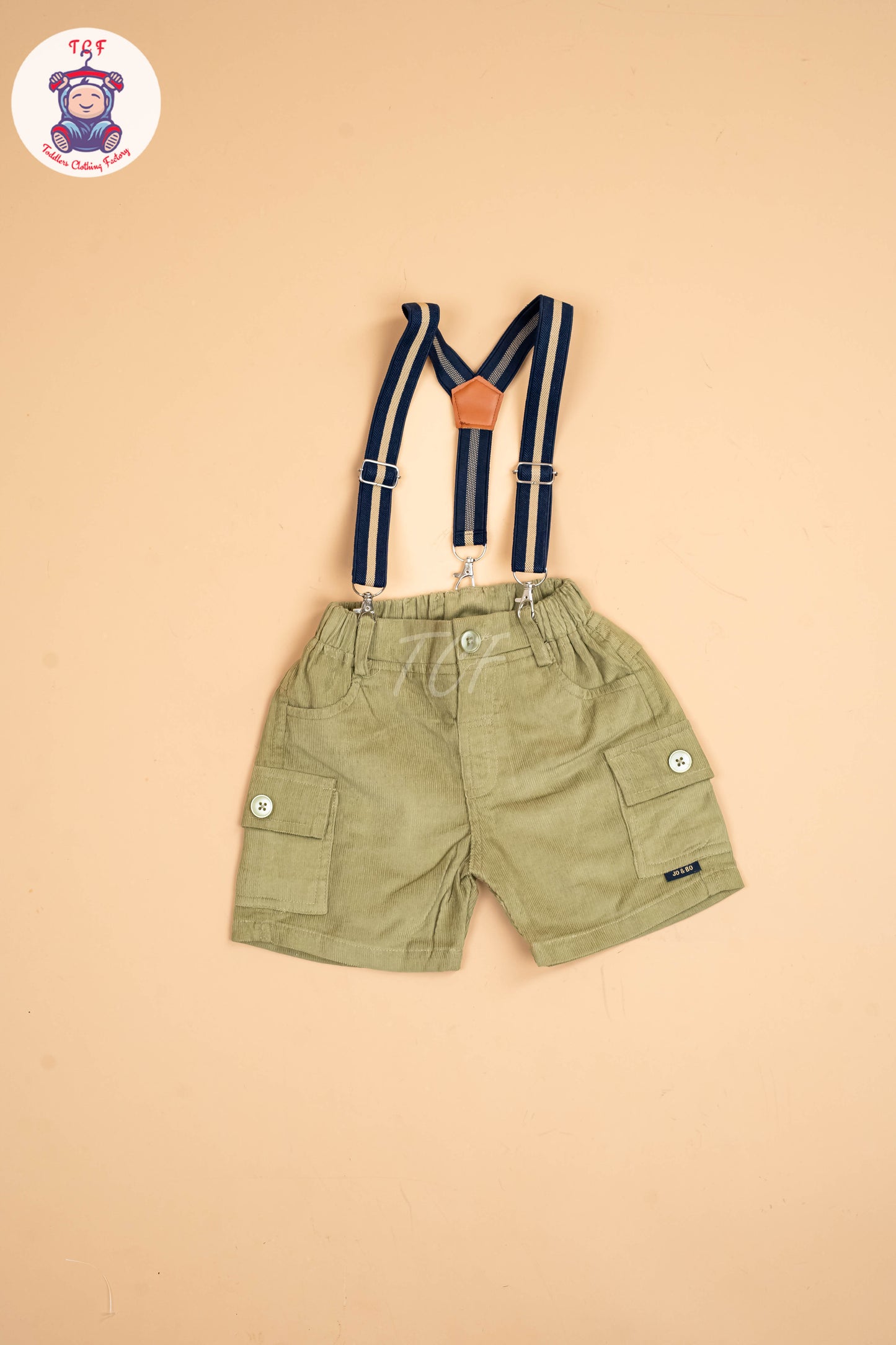 White & Light Green - Half Sleeves Shirts & Shorts With Suspender Sets