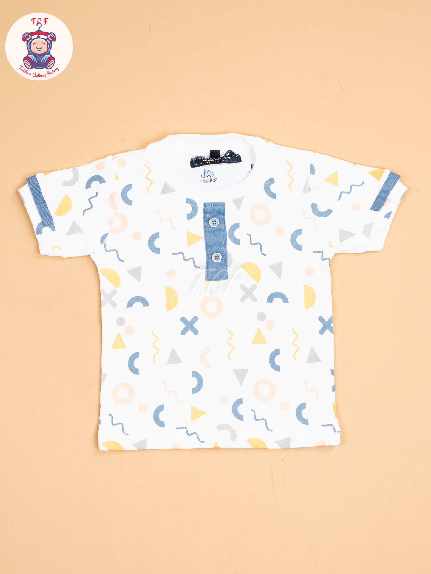 White & Light Blue - Half Sleeves Shirts & Shorts With Suspender Sets