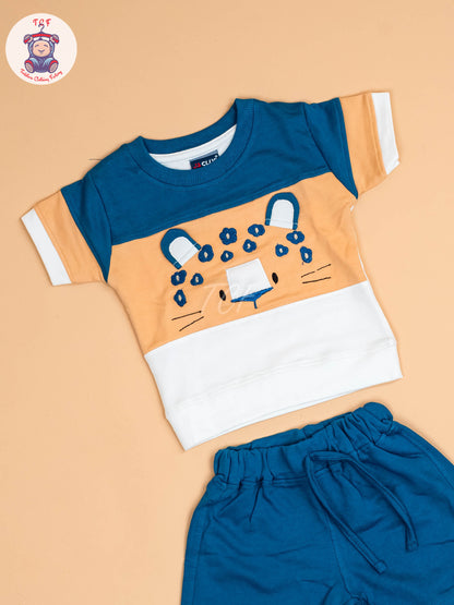 Orange & Navy Blue -  T-Shirts & Shorts