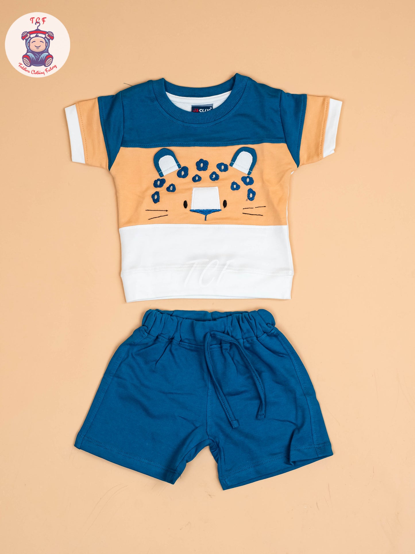 Orange & Navy Blue -  T-Shirts & Shorts