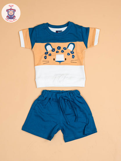 Orange & Navy Blue -  T-Shirts & Shorts