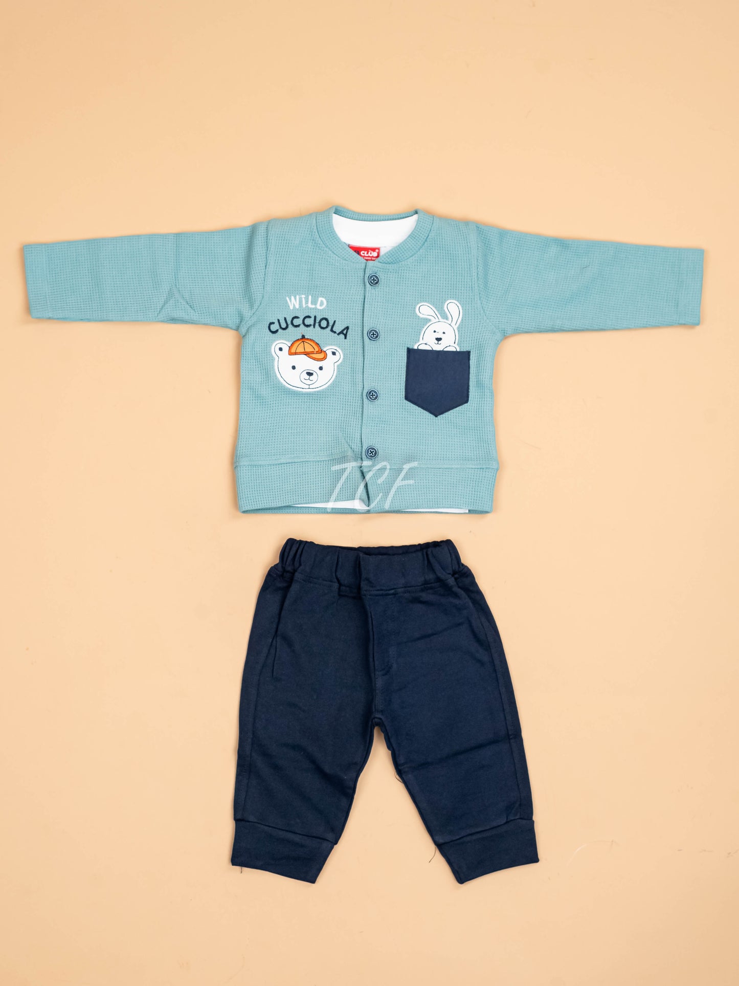 Light Green & Navy Blue -T-Shirts & Shorts