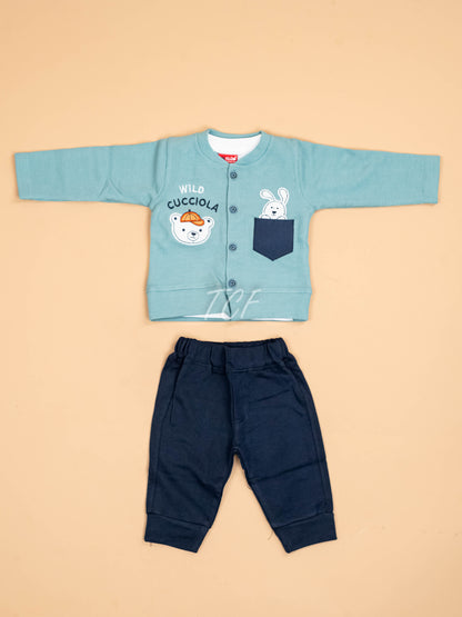 Light Green & Navy Blue -T-Shirts & Shorts