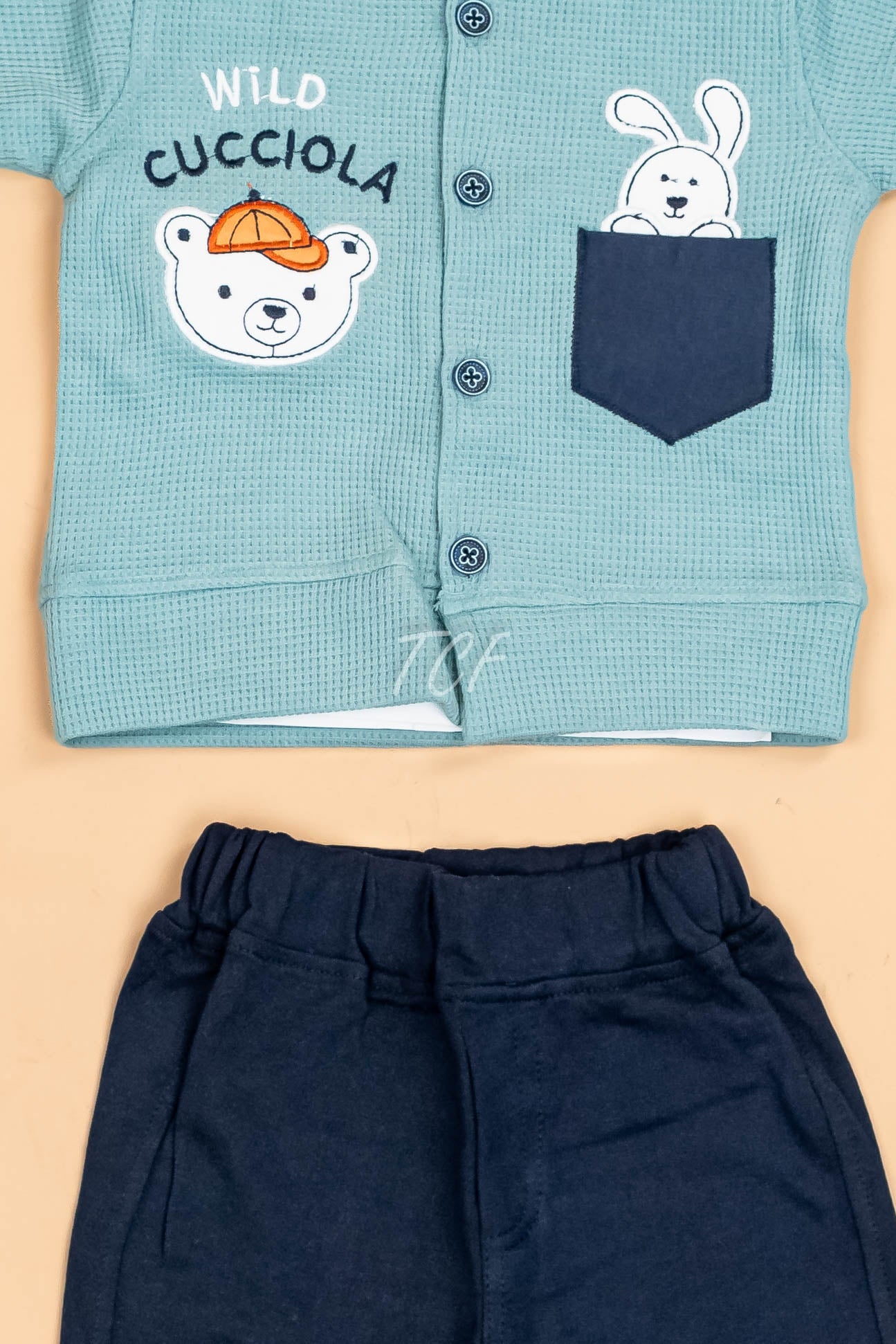 Light Green & Navy Blue -T-Shirts & Shorts