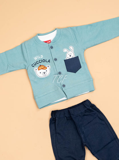 Light Green & Navy Blue -T-Shirts & Shorts