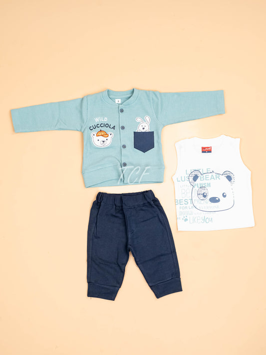 Light Green & Navy Blue -T-Shirts & Shorts