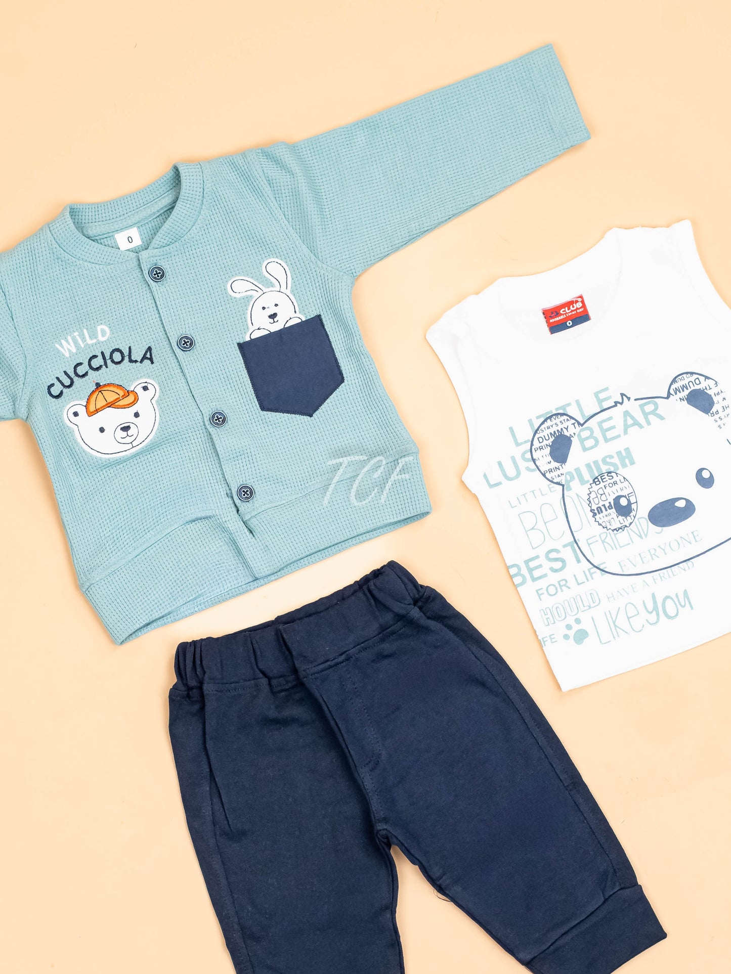 Light Green & Navy Blue -T-Shirts & Shorts