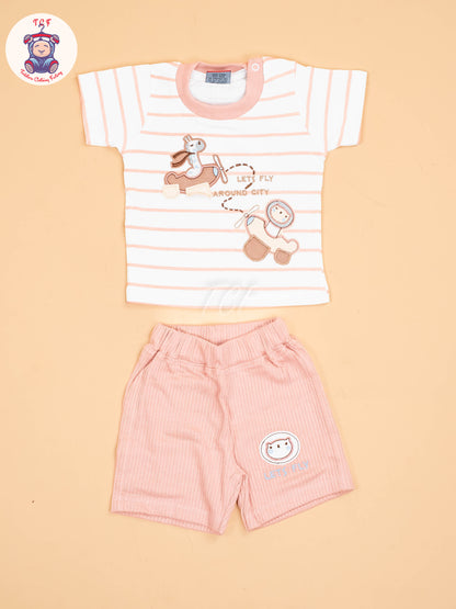 White & Peach - T-Shirts & Shorts