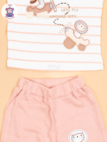 White & Peach - T-Shirts & Shorts