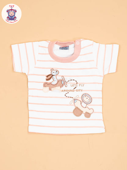 White & Peach - T-Shirts & Shorts