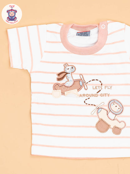 White & Peach - T-Shirts & Shorts