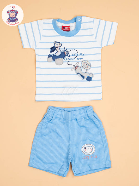White & Blue - T-Shirts & Shorts