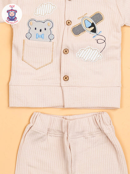 White & Beige - T-Shirts & Shorts