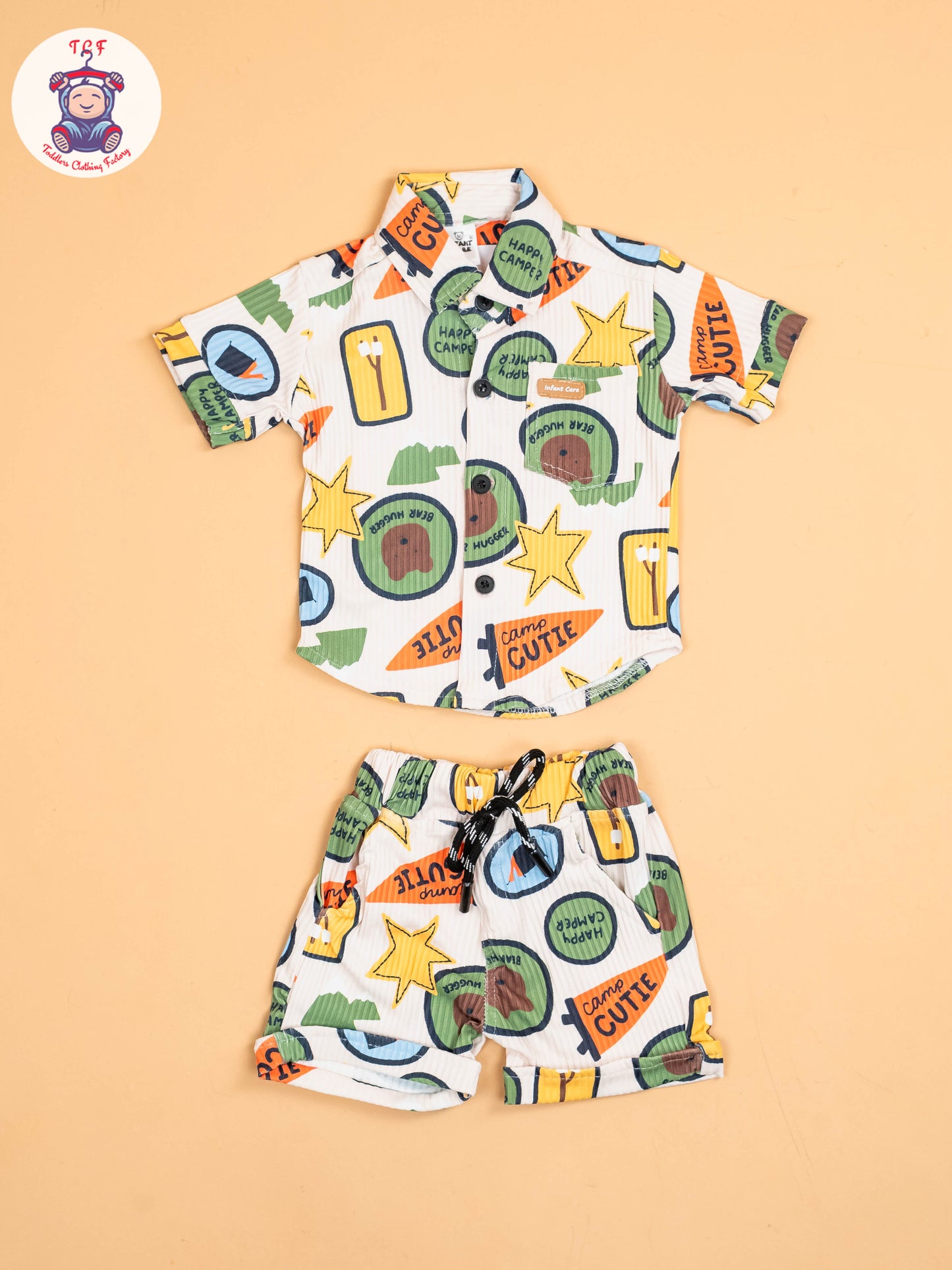Beige & Light Green - Shirts & Shorts