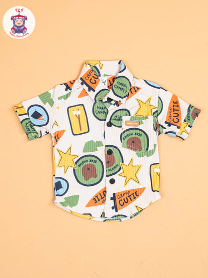 Beige & Light Green - Shirts & Shorts