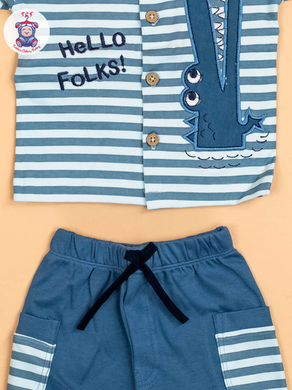 Navy Blue - T-Shirts & Shorts & Bow