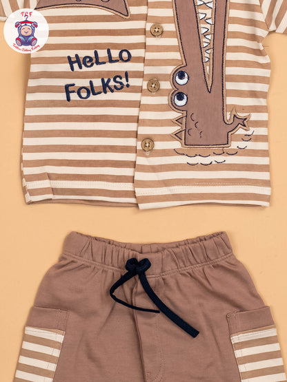 Brown - T-Shirts & Shorts & Bow