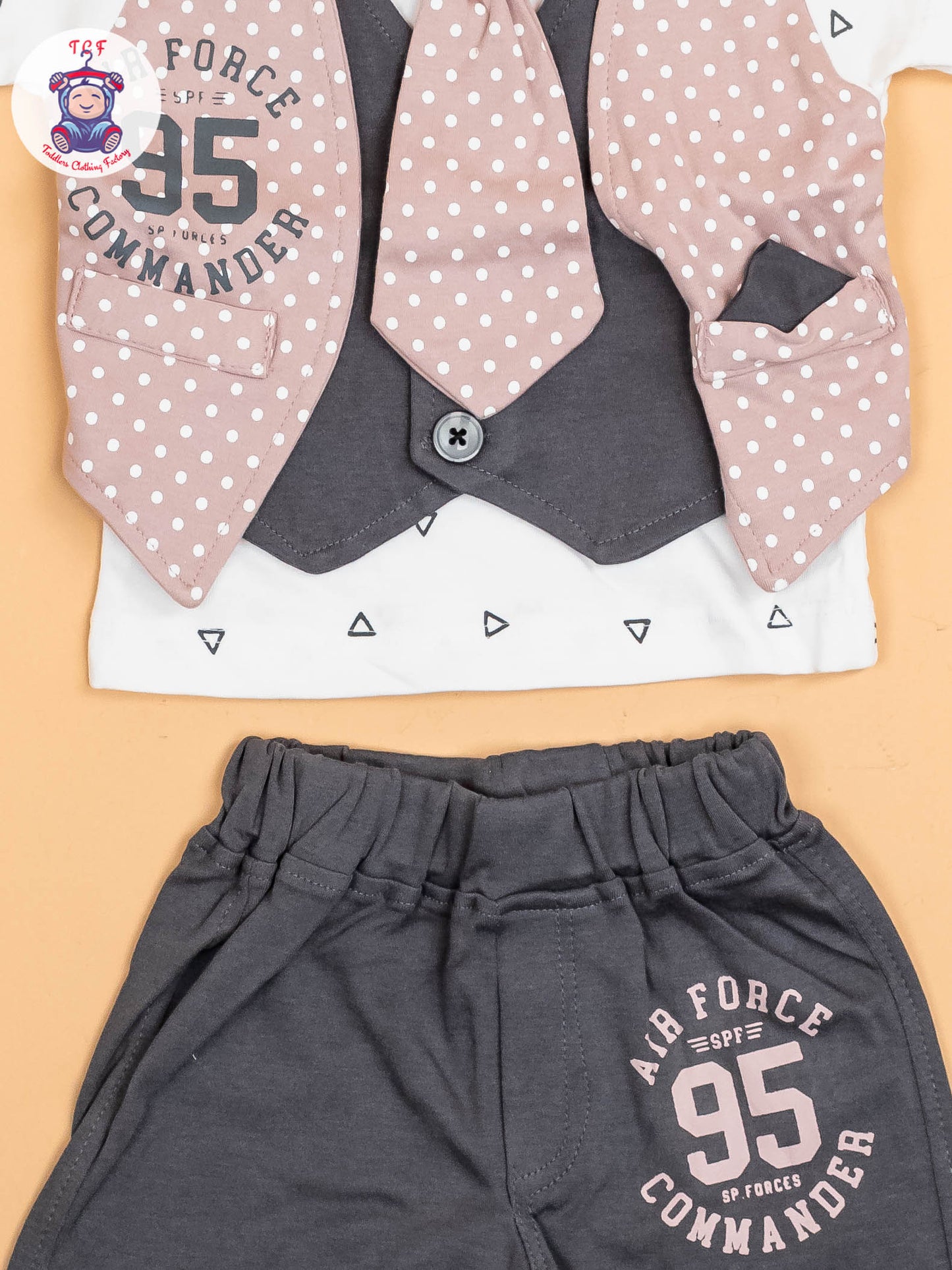 Beige  & Black - T-Shirts & Shorts