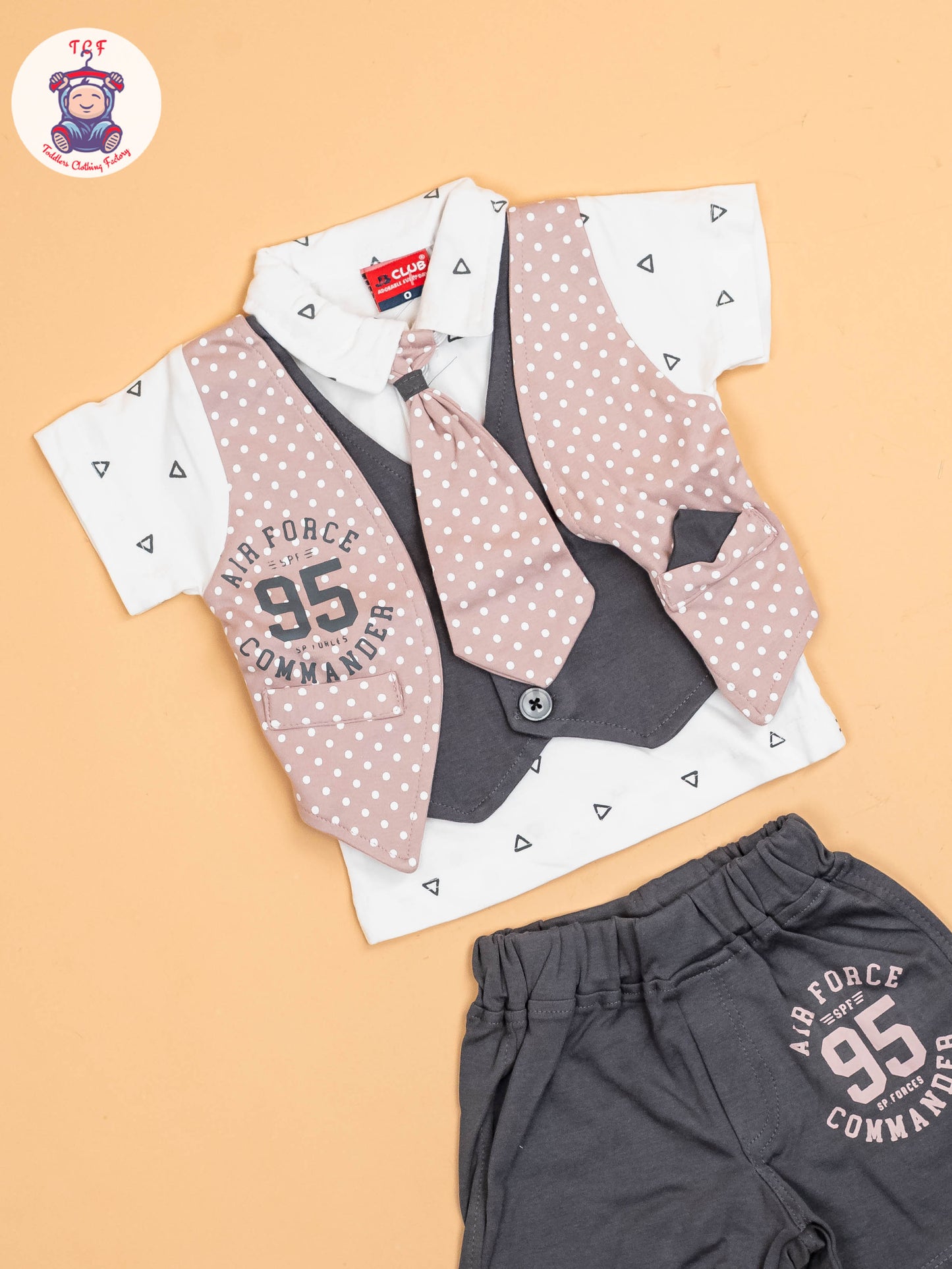 Beige  & Black - T-Shirts & Shorts