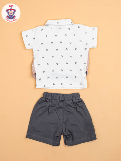 Beige  & Black - T-Shirts & Shorts