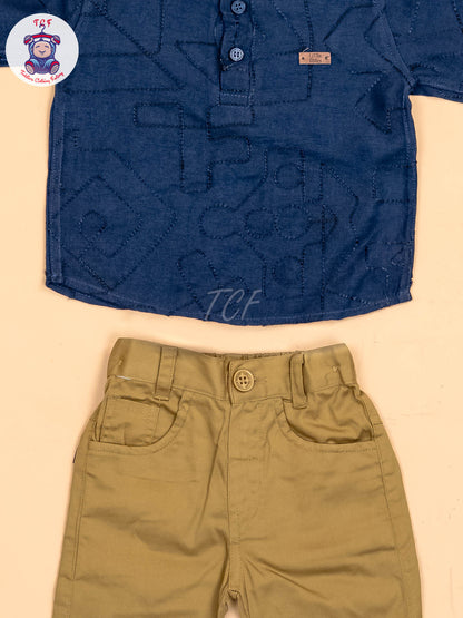 Navy Blue & Brown - Shirts & Pants