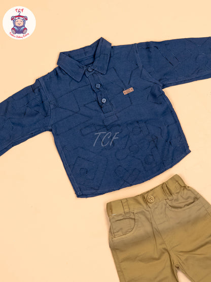 Navy Blue & Brown - Shirts & Pants
