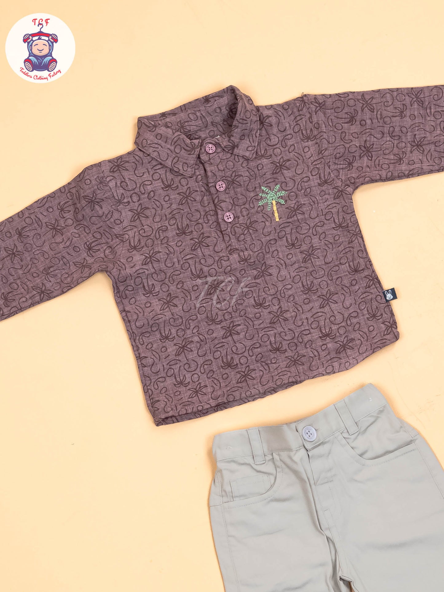 Brown & Light Grey - Shirts & Pants
