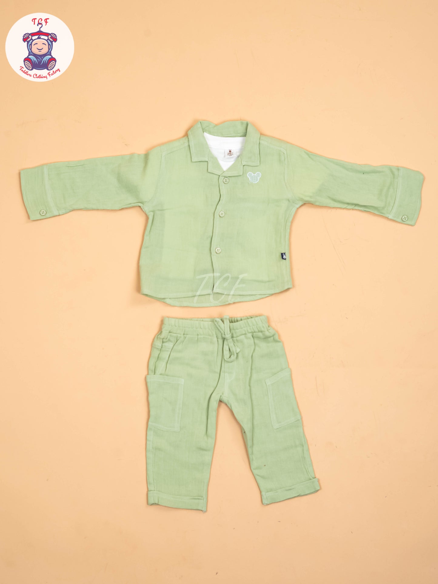 White & Pista Green - Shirts & Pants