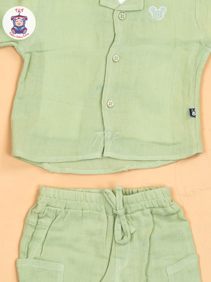 White & Pista Green - Shirts & Pants
