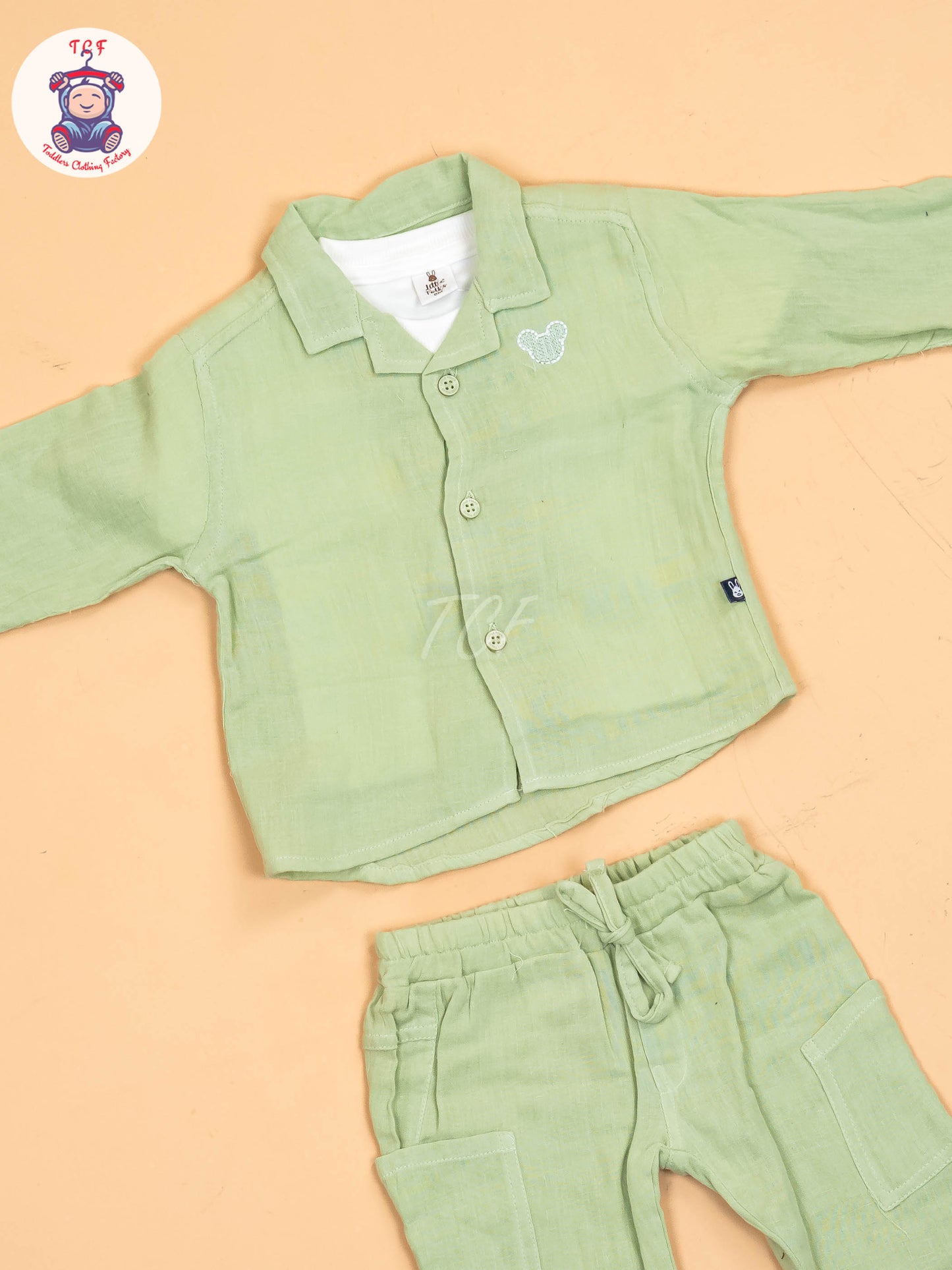 White & Pista Green - Shirts & Pants