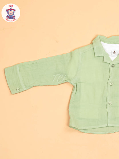 White & Pista Green - Shirts & Pants