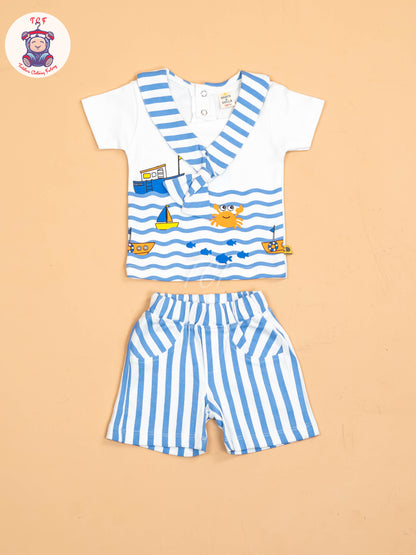 White & Blue - T-Shirts & Shorts