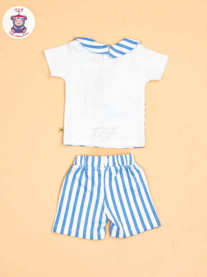 White & Blue - T-Shirts & Shorts