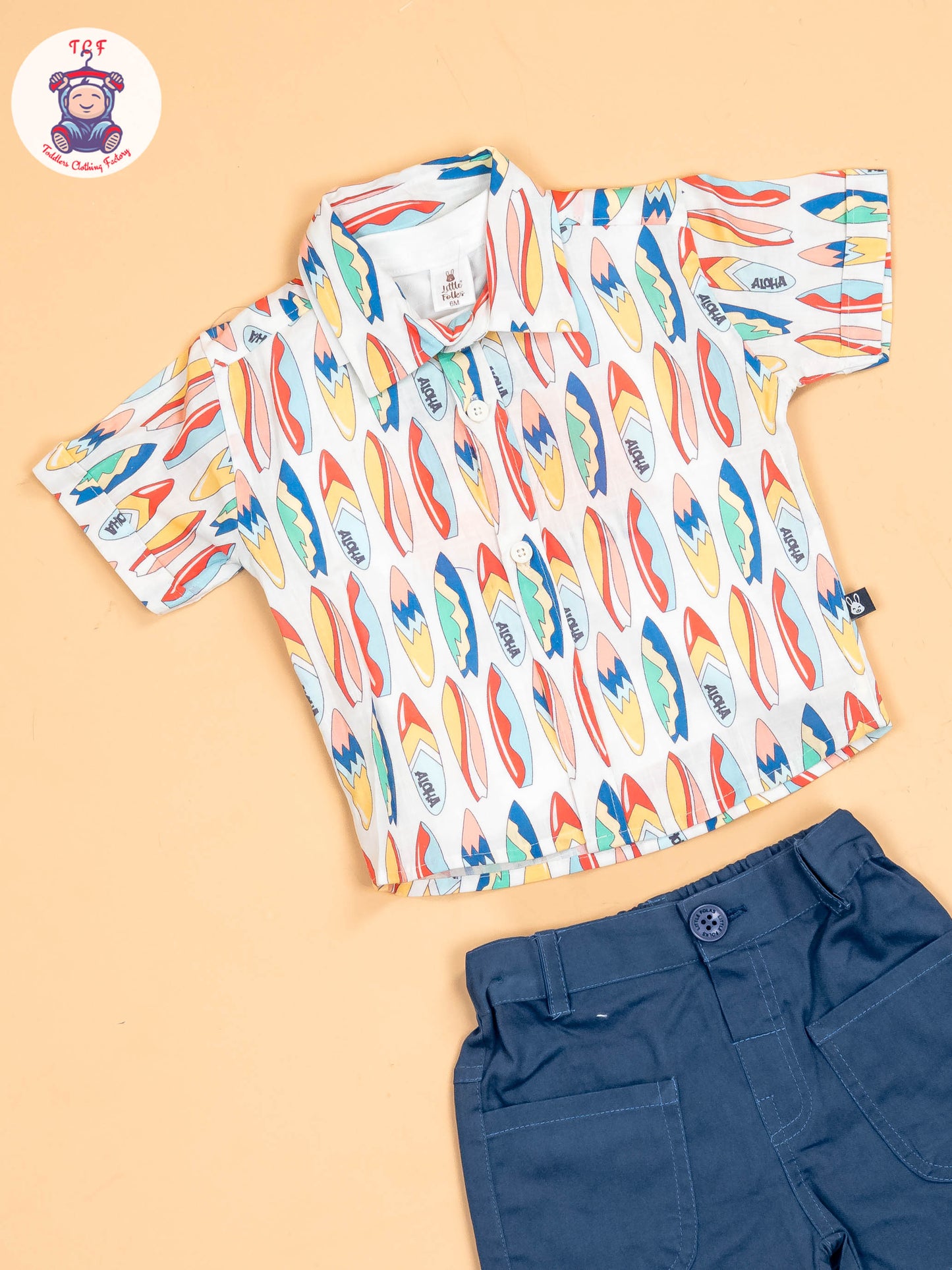 White & Navy Blue - Shirts & Shorts