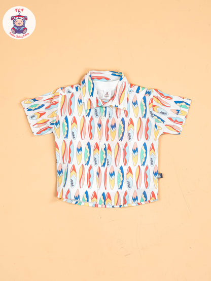 White & Navy Blue - Shirts & Shorts