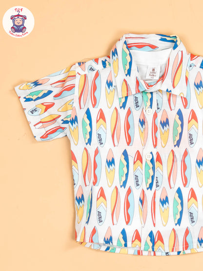 White & Navy Blue - Shirts & Shorts