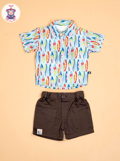 Light Blue & Brown - Shirts & Shorts