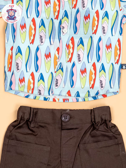 Light Blue & Brown - Shirts & Shorts