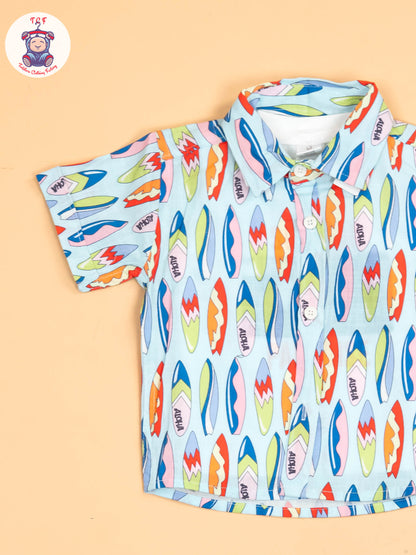 Light Blue & Brown - Shirts & Shorts