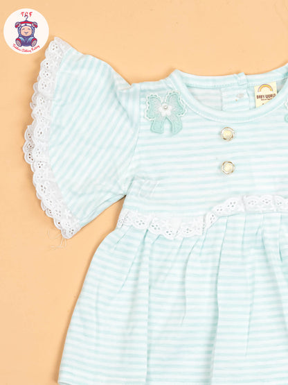 Light Blue & White Embrodiery - Girls Tunics & Shorts