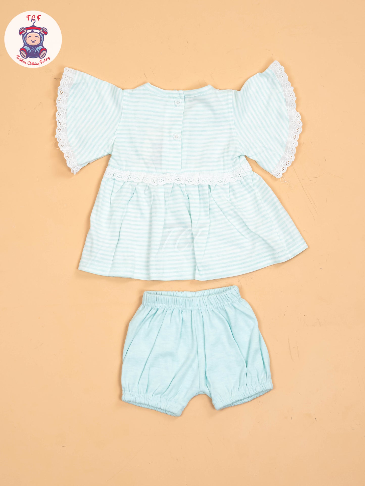 Light Blue & White Embrodiery - Girls Tunics & Shorts
